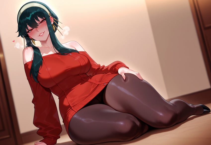 1girls ai_generated balecxi bangs bare_shoulders bed black_clothes black_hair black_legwear black_panties black_pantyhose black_underwear blush breasts breath cleavage clothing curvaceous curvaceous_female curvaceous_figure curvy curvy_figure dress earrings feet female female female_focus female_only gold_earrings grin hairband headwear heart heavy_breathing indoors inviting inviting_to_sex jewelry large_breasts legwear light-skinned_female long_hair long_sleeves looking_at_viewer milf off-shoulder_sweater off_shoulder on_bed panties_under_pantyhose pantsu pantyhose parted_lips presenting presenting_ass presenting_breasts presenting_hindquarters presenting_pussy presenting_self red_eyes red_sweater seductive seductive_look seductive_smile short_hair_with_long_locks sidelocks sitting smile solo spy_x_family sweater sweater_dress thick_thighs thighband_pantyhose thighs turtleneck underwear voluptuous voluptuous_female white_hairband yokozuwari yor_briar yor_forger
