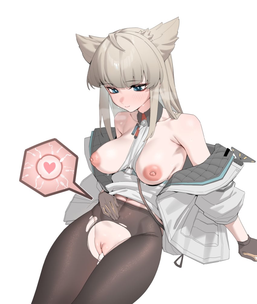 1girls after_sex after_vaginal animal_ears areolae arknights arknights:_endfield bare_shoulders big_breasts black_legwear black_pantyhose blue_eyes blush breasts breasts_out collarbone cum cum_in_pussy cum_inside cum_leaking exposed_breasts exposed_pussy eyelashes female female_only fertilization gloves grey_hair hand_on_stomach hips impregnation kemonomimi legs legwear light-skinned_female light_skin looking_down nipples no_bra no_panties no_pants off_shoulder ovum ovum_with_heart pantyhose perlica_(arknights:_endfield) pleased_expression pussy shuibaow sitting smile solo sweat sweatdrop sweating thighs torn_legwear torn_pantyhose uncensored uniform vagina white_background