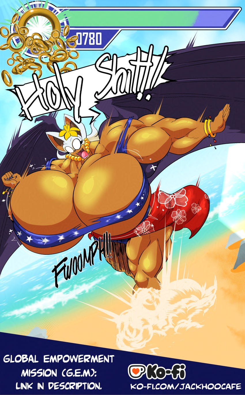 1girls bat beach biceps breasts female jack_hoo_(artist) muscles muscular muscular_arms muscular_female muscular_legs muscular_thighs ring_counter rings rouge_the_bat sega sonic_(series) sonic_the_hedgehog_(series) tagme