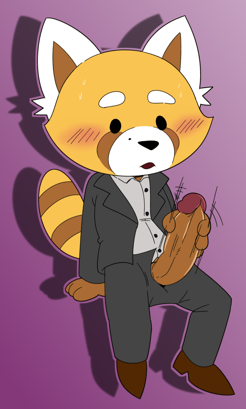 aggressive_retsuko clothed clothing jerseydevil male male_only mammal masturbation pants_down partially_clothed penile_masturbation penis red_panda resasuke smooth_fur