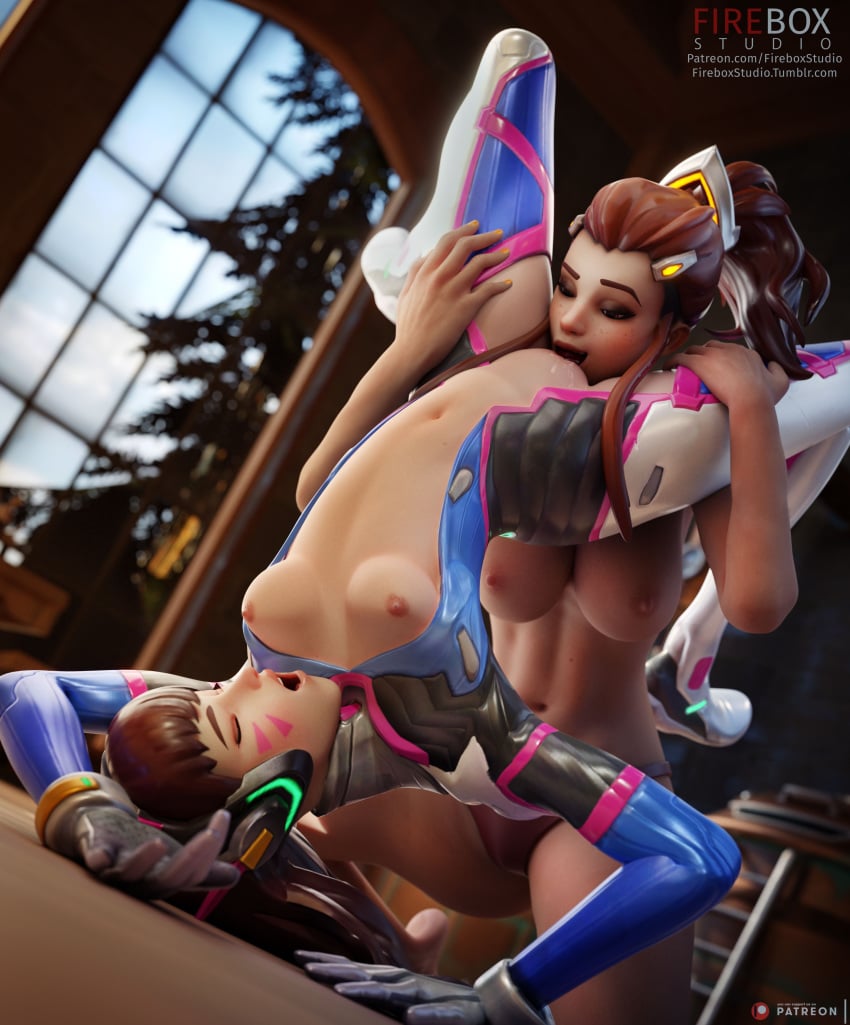 2girls 3d blender blizzard_entertainment breasts brigitte brigitte_lindholm cunnilingus d.va eichenwalde_(map) female female_only fireboxstudio hana_song holding_legs lesbian licking medium_breasts nipples oral orgasm overwatch patreon patreon_username pussy pussy_juice small_breasts tumblr tumblr_username yuri