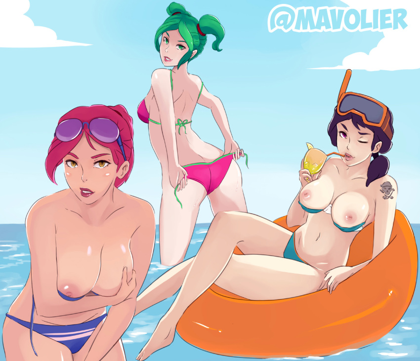 3girls big_breasts bikini bikini_bottom bikini_top bikini_top_down breasts brite_bomber female female_only fortnite headhunter_(fortnite) human inner_tube mavolier multiple_girls outdoors pool pool_party snorkel_ops sunglasses_on_head tagme tattoo tattoos zoey_(fortnite)