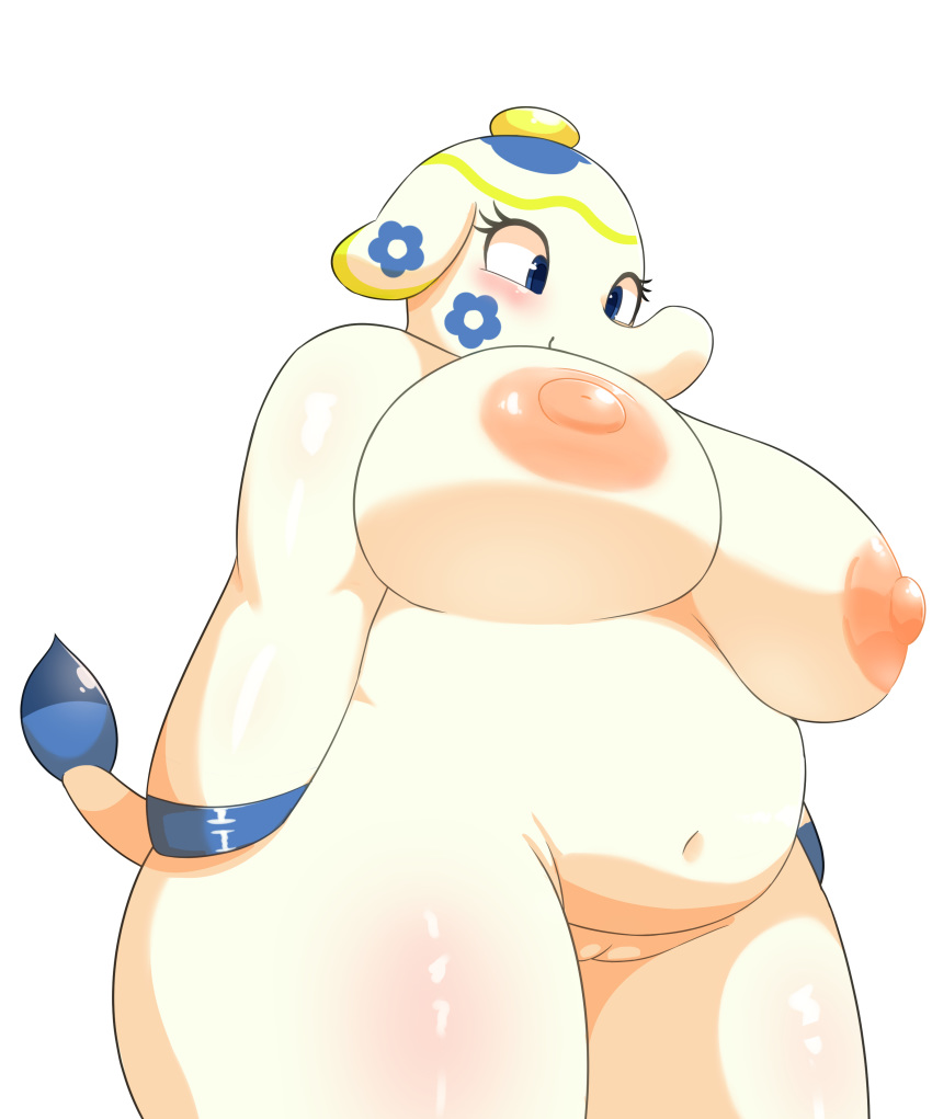 2018 absurd_res animal_crossing animate_inanimate anthro anthrofied belly big_breasts biped blue_eyes blue_hooves blue_markings blue_skin blue_tail blush braffy breasts elephant eyelashes female front_view fupa half-length_portrait hi_res hooves huge_breasts japanese looking_down low-angle_view mammal markings multicolored_skin navel nintendo nipples nude obese obese_female overweight overweight_female pink_nipples portrait puffy_nipples pussy shadow shiny simple_background smile solo standing tail_tuft teapot thick_thighs tia_(animal_crossing) trunk tuft two_tone_tail video_games white_background white_pussy white_skin white_tail wide_hips yellow_skin