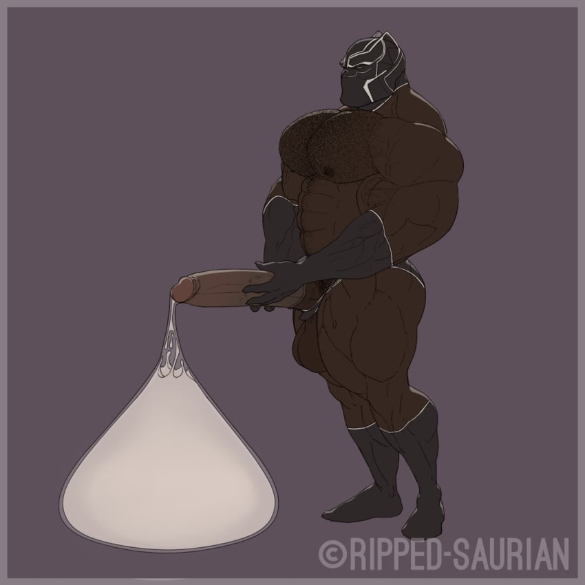 1boy abs bara biceps big_arms big_biceps big_calves big_forearms big_legs big_muscles big_pecs big_quads big_thighs black_panther_(marvel) black_panther_(series) boner chest_hair condom condom_balloon condom_filling condom_on_penis cum cum_in_condom dark-skinned_male dark_skin erection excessive_cum gloves human human_only hyper hyper_balls hyper_cum hyper_penis large_penis male male_only marvel marvel_comics mask muscular muscular_legs muscular_male muscular_thighs nude pecs penis penis_vein quads ripped-saurian solo solo_male superhero t'challa testicles veiny_arms veiny_muscles veiny_penis