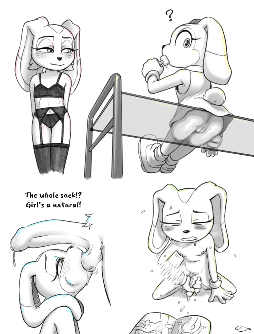 1boy 1futa 1girls 2024 5_fingers accessory adult_on_young against_surface age_difference anthro anus ass ass_on_glass ball_suck balls_in_mouth big_breasts big_penis blush blush_lines bodily_fluids bottomless bottomless_anthro breasts closed_eyes clothed clothing cobalt_snow cream_the_rabbit dialogue digital_media_(artwork) dipstick_ears dress dripping ear_markings english_text eyebrows eyelashes female fingers flat_chested food footwear foreskin futanari garter garter_belt garter_straps genital_fluids genitals glass gloves gloves_only gynomorph half-closed_eyes handwear handwear_only hi_res humanoid_genitalia humanoid_penis kneeling lagomorph leaking_precum legwear leporid lingerie looking_at_porn looking_at_viewer looking_back looking_pleasured magazine male male/female mammal masturbation monochrome mostly_nude motion_blur motion_lines multicolored_ears musk musk_clouds narrowed_eyes navel nipple_slip nipples on_glass oral penetration penile penile_masturbation penis popsicle porn_magazine pornography precum precum_drip pussy question_mark rabbit saliva scut_tail sega sex shoes short_tail side_boob signature sitting sitting_on_glass sketch_page small_tail socks sonic_the_hedgehog_(series) standing stockings sucking tail tears text thin_eyebrows tongue underwear underwear_only vaginal_penetration young young_female young_futa young_gynomorph