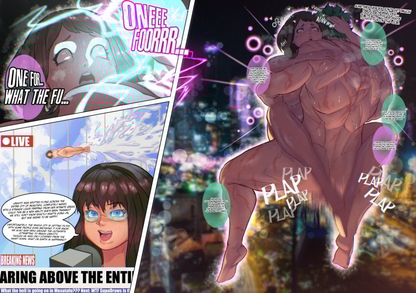 cum deku dialogue excessive_cum female flying flying_sex izuku_midoriya male moaning moaning_in_pleasure muscular my_hero_academia news_reporter ochako_uraraka reporter sex supadraws tagme teasing text