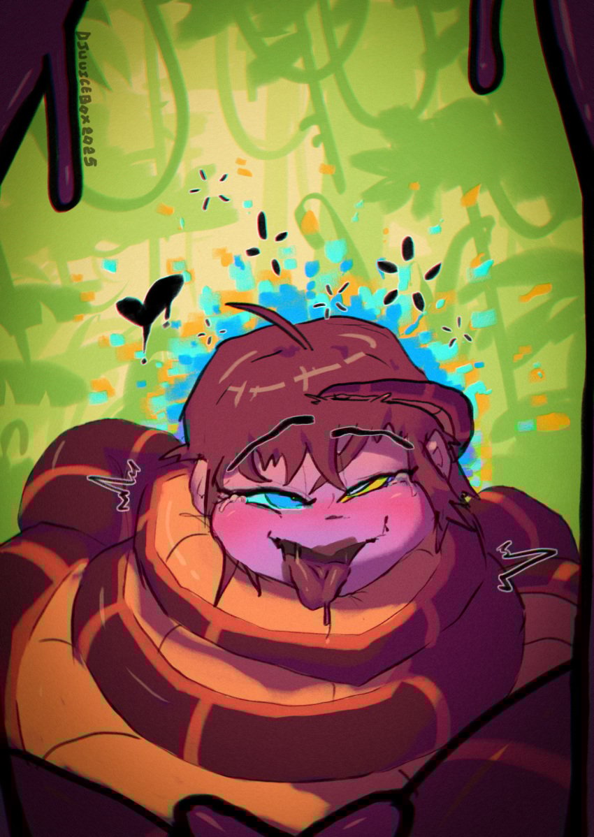 1girls asphyxiation big_breasts breasts brown_hair choking coiling coils djuuicebox hypnosis kaa nude original_character snake the_jungle_book wrapped