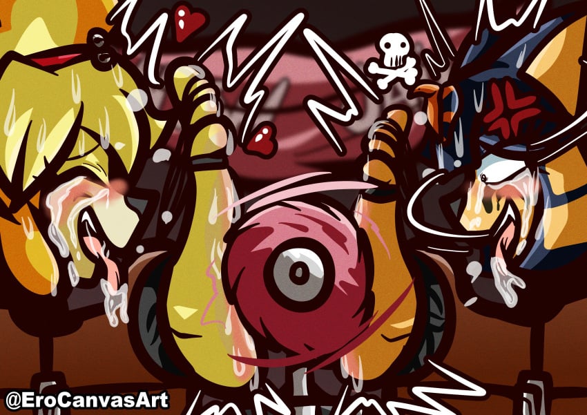 5_toes absurd_res animal_crossing ankha_(animal_crossing) anthro bell bell_collar big_feet black_eyes blonde_hair blue_hair blush bodily_fluids bondage bondage bound brush brushing_feet cabimangaka canid canine canis closed_eyes clothing collar cross-popping_vein crying_laughing domestic_cat domestic_dog duo egyptian egyptian_clothing egyptian_headdress english_text erocanvasart eyeshadow feet felid feline felis female female/female fluffy_ears foot_fetish foot_focus foot_play fur hair hair_up heart_symbol hi_res isabelle_(animal_crossing) jewelry laugh makeup mammal nintendo restraints rollers running_makeup saliva shaded short_hair side_view signature skull_symbol soles stocks straps sweat sweaty_feet tears text tickle_fetish tickle_torture tickling tickling_feet toe_restraints toes toes_tied tongue two_tone_feet wall_trophy yellow_body yellow_fur