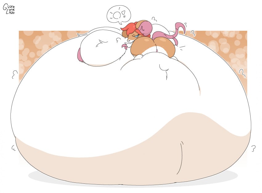 anthro ass belly belly_expansion belly_squish big_belly big_breasts big_butt breasts cali_(butthutt) expansion female fur genitals guzzlord420 hair hi_res huge_belly huge_breasts huge_butt hyper hyper_belly hyper_breasts lying_on_self mammal mouse mouse_tail murid murine nipples orange_body orange_fur orange_hair ova_inflation pink_hair presenting presenting_hindquarters pussy rodent simple_background solo squish white_body white_fur