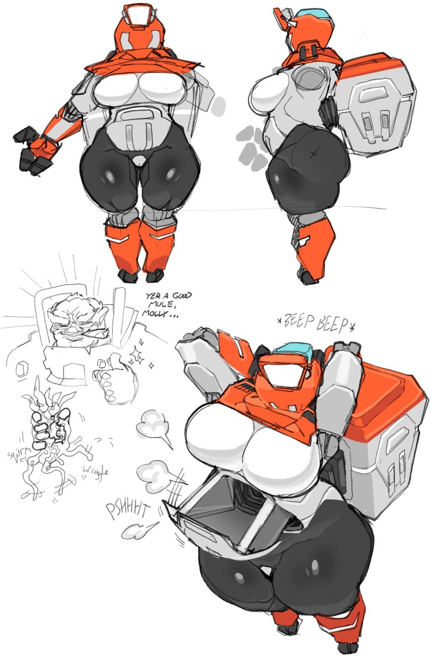 big_ass big_belly big_breasts big_butt big_thighs deep_rock_galactic dwarf dwarf_male goatboydraws gunner_(deep_rock_galactic) huge_ass huge_breasts huge_butt huge_thighs m.u.l.e. robot robot_girl robot_humanoid