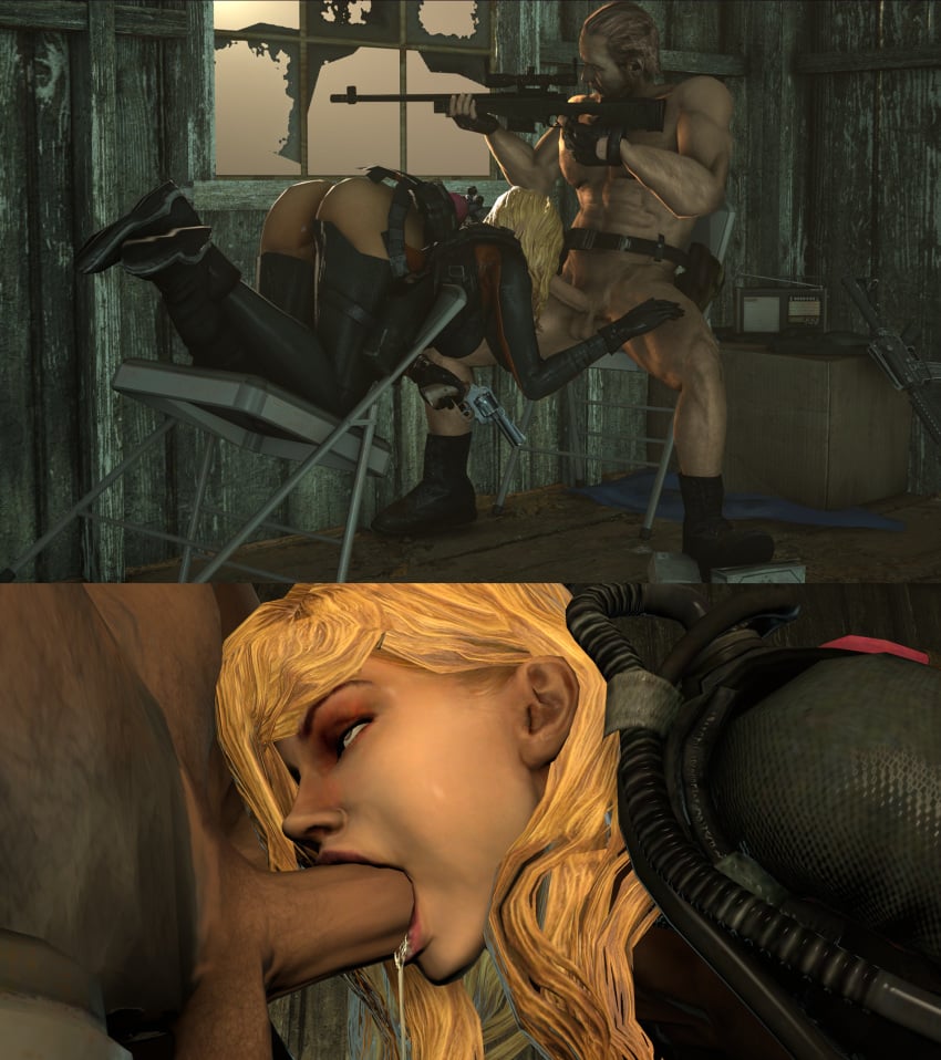 3d ass barry_burton bitter_babe blowjob close-up cock_worship comic fellatio female male penis rachel_foley resident_evil resident_evil_revelations resident_evil_revelations_2 shooting sniper_rifle