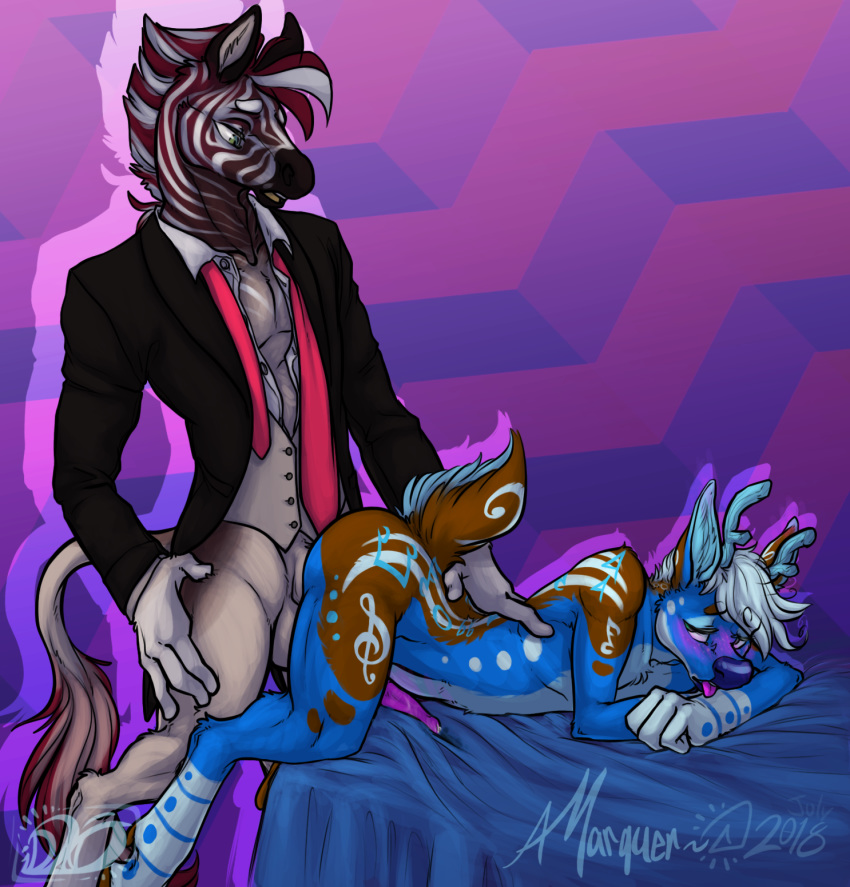 2018 2boys abstract_background ahe_gao anal anal_sex animal_genitalia animal_penis anthro antlers ass axio_latreft bed blue_eyes blue_fur blush bottomless brown_eyes brown_fur butler cervine cervine_penis clothed clothed_sex clothing dress_shirt duo equine erection fluffy from_behind fur furry gay green_eyes hair half-closed_eyes hi_res hooves horn idoodle2draw inner_ear_fluff interspecies looking_back male male_only mammal markings necktie nude on_bed open_mouth penetration penis pink_fur pink_hair precum quagga sex shirt signature smile stomach_bulge stripes suit tailcoat tan_fur testicles text tongue tongue_out travis_deville unbuttoned watermark white_fur white_hair yaoi zebra