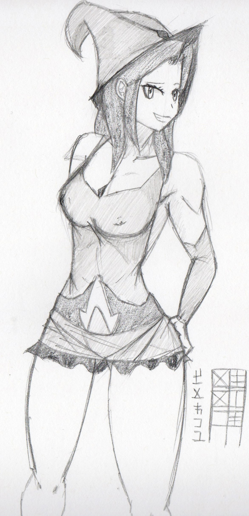 1girls breasts erect_nipples erect_nipples_under_clothes female female_only low_collar nipples partially_visible_nipples peruda pin_up runescape short_skirt sketch solo wizard_elriss