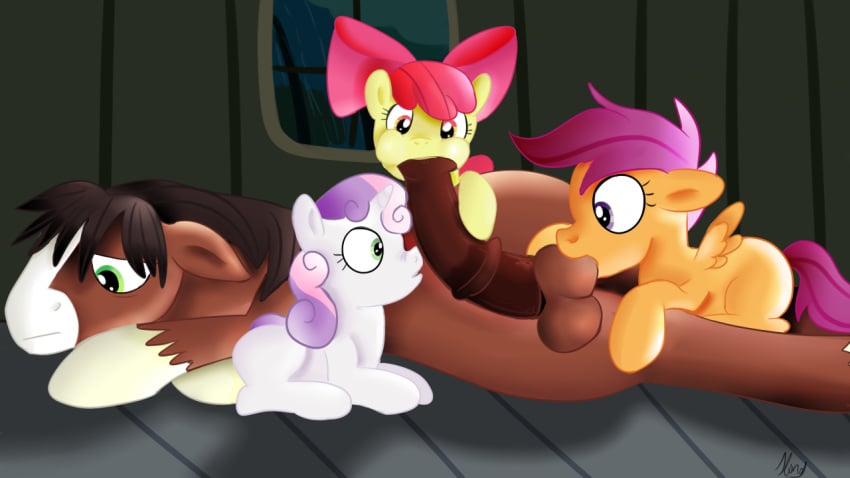 apple_bloom_(mlp) earth_pony equine friendship_is_magic group group_sex hair_on_head horn horse jbond male mammal my_little_pony oral penis pony scootaloo_(mlp) sex sweetie_belle_(mlp) troubleshoes_(mlp) unicorn wings young