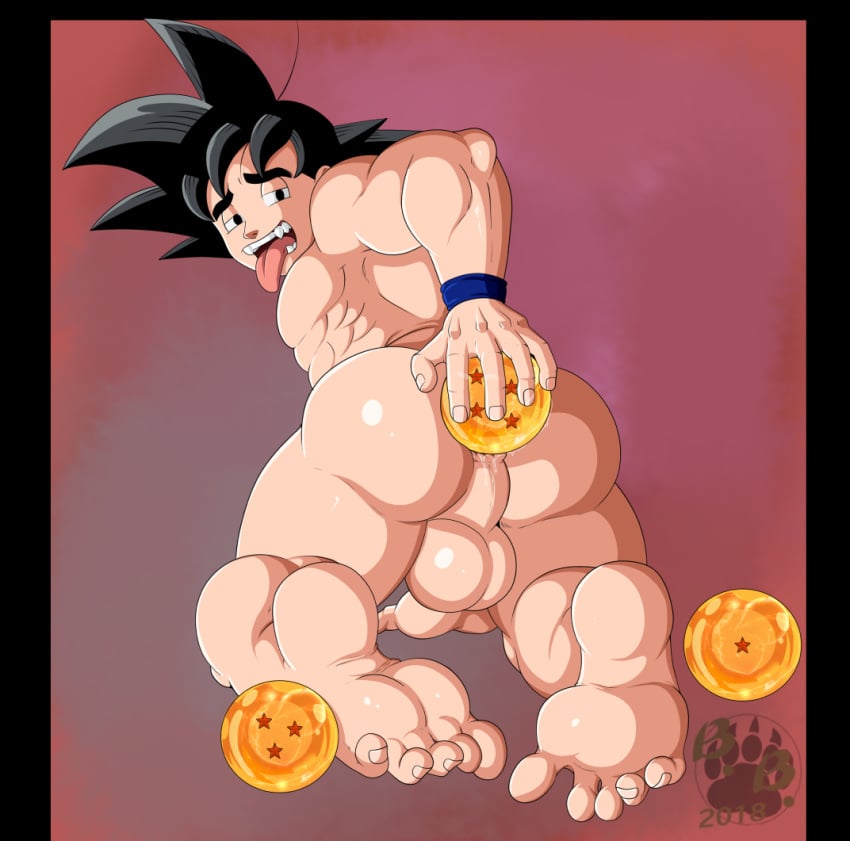 1boy 2018 abs alien anal_insertion anal_object_insertion anal_sex black_hair blackbear bubble_butt dragon_ball dragon_ball_(object) dragon_ball_in_anus dragon_ball_super dragon_ball_z feet gay looking_pleasured male male_focus male_only muscles muscular muscular_male on_all_fours solo solo_focus son_goku tongue tongue_out wide_hips yaoi