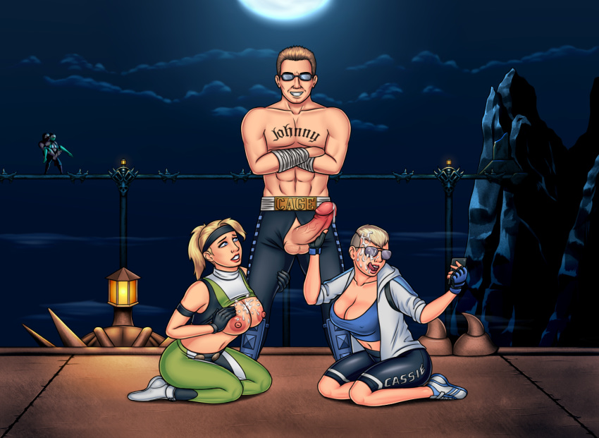 2d background_character breasts cassie_cage cleavage cum dirtyplaster edenian facial father_and_daughter finish! finished incest jade_(mortal_kombat) johnny_cage mortal_kombat mother_and_daughter rain_(mortal_kombat) selfie sonya_blade