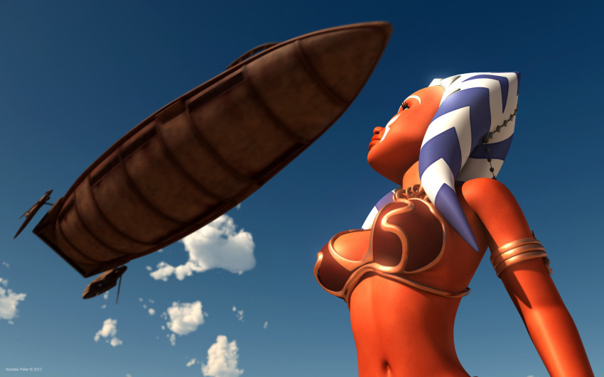 1girls 3d ahsoka_tano alien alien_girl armband artist_name bantha-ii_cargo_skiff bare_shoulders big_breasts busty choker clone_wars curvy eyelashes female female_only front_view hand_on_hip hands_on_hip hands_on_hips hourglass_figure humanoid jedi jedi_padawan kondaspeter looking_up mammal marking metal_bikini midriff orange_skin outdoor outside pose posing shadow shiny shiny_skin slave_ahsoka slave_bikini solo standing star_wars tatooine the_clone_wars:_season_four togruta voluptuous wide_hips