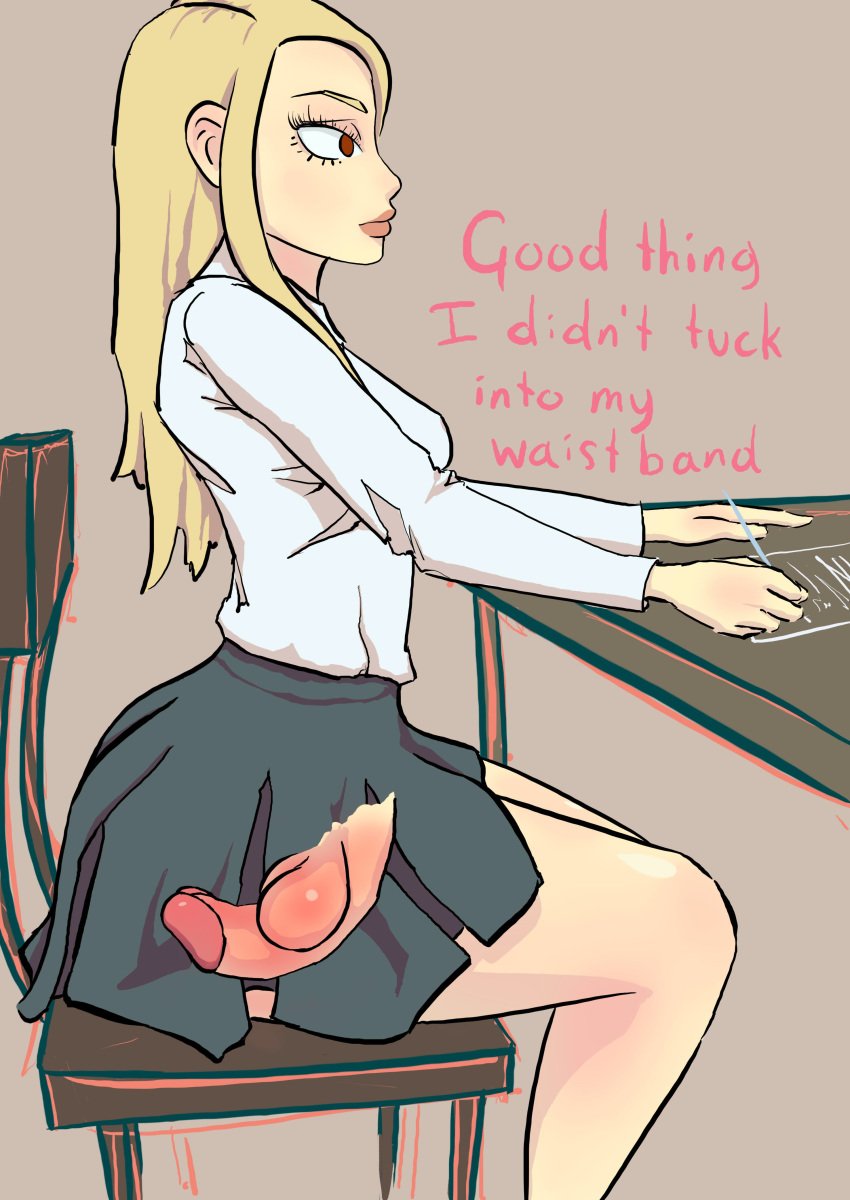 1futa ass balls balls_in_panties blonde_hair breasts curvy erect_nipples flaccid full-package_futanari futa_only futanari intersex large_ass medium_breasts nipples panties panty_bulge penis penis_in_panties penis_under_clothes penis_under_skirt school school_uniform skirt tsfiles x-ray