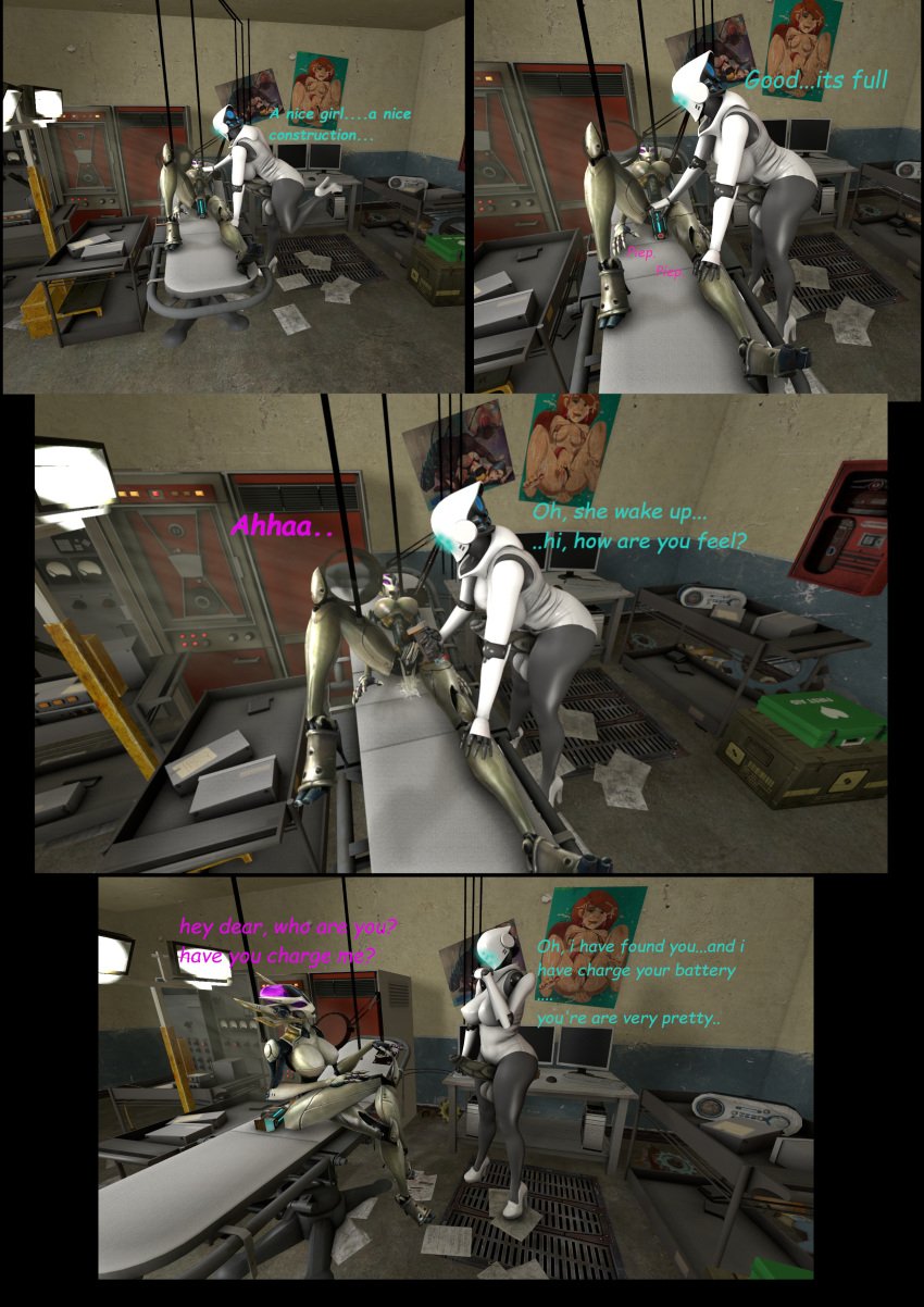 3d bbdworks female futa_on_female futanari haydee haydee_(game) high_heels intersex licking love mechari robot text workshop