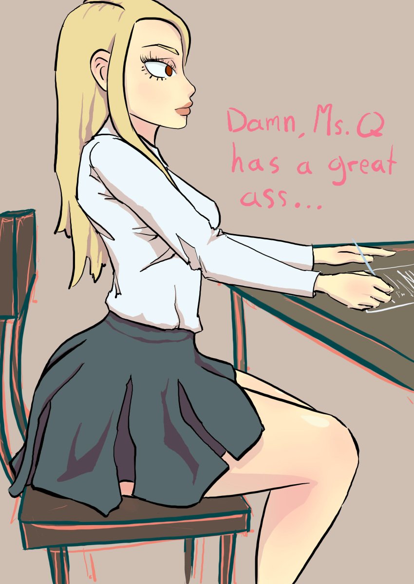 1futa ass blonde_hair breasts curvy erect_nipples full-package_futanari futa_only futanari intersex large_ass medium_breasts nipples school school_uniform skirt student tsfiles