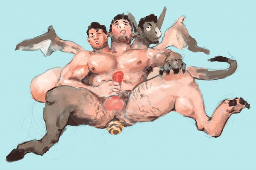 3_heads bizarre canine cerberus degradation donkey dragon egg egg_laying equine ferretfire forced forced_transformation fur grey_fur grope hooves human_to_anthro humanoid_face hydra male male_only mammal masturbation multi_head muscular_male penis questionable_consent transformation what