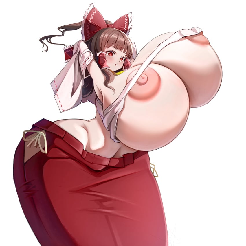 1girls breasts_bigger_than_head breasts_bigger_than_torso gigantic_breasts hourglass_figure huge_ass hyper hyper_breasts hyper_hips hyper_hourglass massive_breasts mklucas39 reimu_hakurei solo touhou