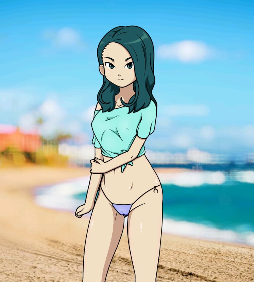 1girls beach bikini female female_only glacia_vessal inazuma_eleven inazuma_eleven_(series) looking_at_viewer mizukawa_minori psycodraws seductive seductive_look shirt solo solo_female solo_focus swimsuit