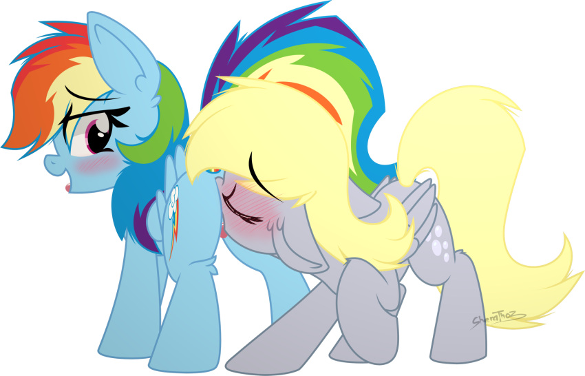 2024 alpha_channel ass ass_up black_eyebrows black_eyelashes blonde_hair blonde_mane blue_body blue_ears blue_feathers blue_fur blue_wings blush blush_lines butt_in_face closed_eyes cunnilingus cutie_mark derpy_hooves duo ears_back ears_up equid equine eye_through_hair eyebrow_through_hair eyebrows eyelashes feathered_wings feathers female female/female feral feral_on_feral friendship_is_magic fur grey_body grey_ears grey_feathers grey_fur grey_wings hair hasbro head_turned hi_res horse intraspecies looking_at_another looking_back looking_back_at_another looking_back_at_partner mammal mane multicolored_hair multicolored_mane multicolored_tail my_little_pony oral pegasus pink_eyes pink_tongue pivoted_ears pony quadruped rainbow_dash_(mlp) rainbow_hair rainbow_mane rainbow_tail raised_leg sex sherathoz signature simple_background snout standing tail tongue tongue_out translucent translucent_hair transparent_background unguligrade vaginal_penetration wings yellow_tail