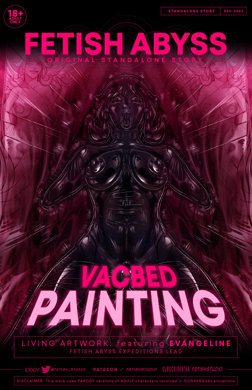 buried_in_wall comic comic_cover comic_page doujinshi_cover encasement fetishabyss fetishstudio latex latex_encasement o_face painting_(object) rubber sealed_in_painting story_at_source tight_pussy vacuum vacuum_bed