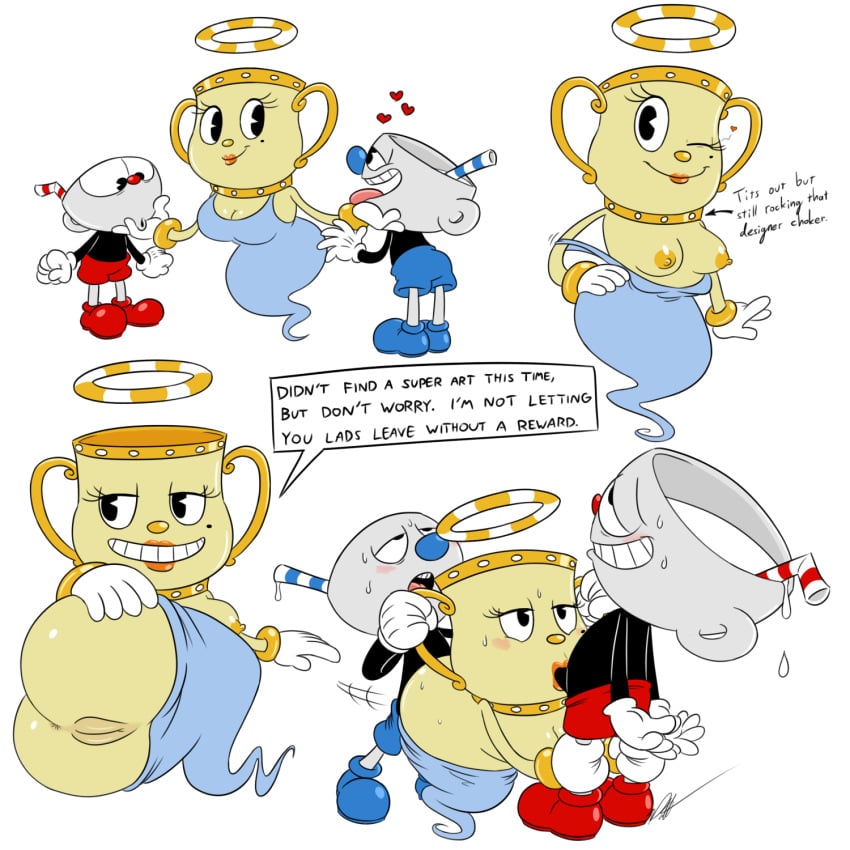 animate_inanimate anus ass breasts cuphead cuphead_(game) female footwear ghost handwear legendary_chalice male ms._chalice mugman nipples pussy sex straight timoteihiv