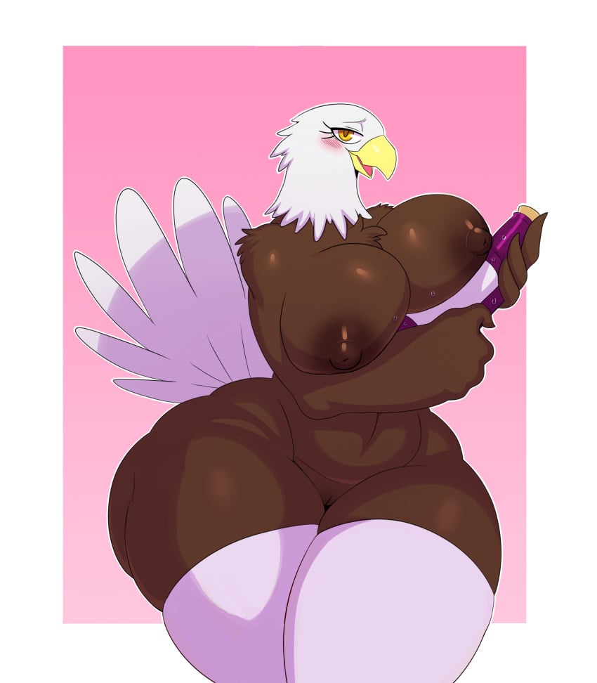 2018 absurd_res alcohol american_eagle anthro ass avian bald_eagle beak belly beverage big_breasts big_butt big_thighs bikini bird blush border bottle breasts brown_feathers clothing digital_media_(artwork) eagle edit feathers female furry furry_only hi_res huge_breasts huge_hips legwear mostly_nude naked nipples non-mammal_breasts nude open_beak open_mouth pink_background pussy simple_background slightly_chubby smile solo sssonic2 tail thick_thighs thigh_highs voluptuous white_border white_feathers wide_hips wine yellow_beak