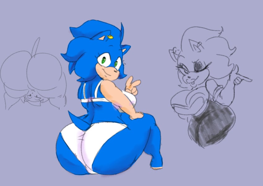 anthro big_ass big_breasts big_butt big_thighs bra bubble_ass bubble_butt earrings furry hedgehog huge_ass huge_breasts huge_butt huge_thighs olozva panties rouge_the_bat_(cosplay) sega sonic_(series) sonic_the_hedgehog sonic_the_hedgehog_(series) sonique_the_hedgehog thick_ass thick_thighs white_panties