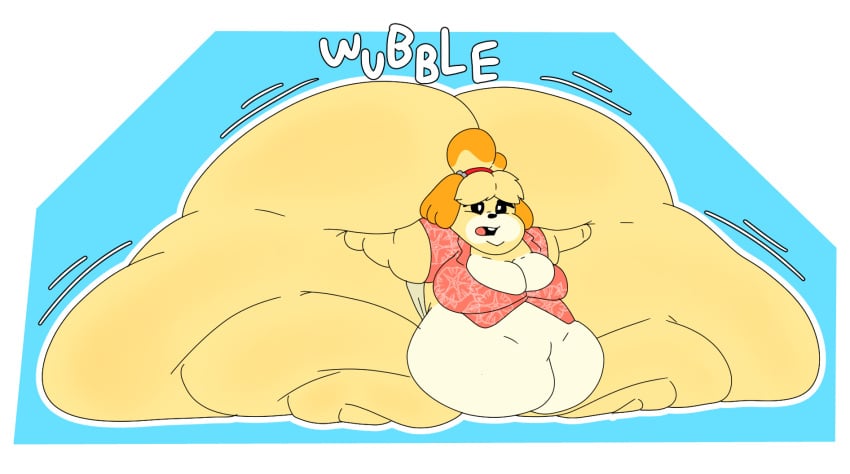 1girls animal_crossing anthro ass belly blonde_hair breasts canine canine canine_humanoid cleavage colossal_ass fat fattyblaze female female_focus female_only furry hips hyper hyper_ass immobile immobilization isabelle_(animal_crossing) large_ass large_breasts nintendo obese obese_female overweight overweight_female stomach thick_thighs thighs wide_hips