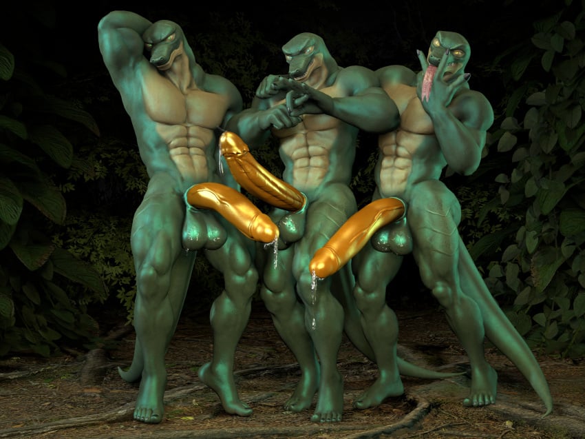 3d_(artwork) abs anthro ass balls bedroom_eyes biceps big_balls big_butt big_penis blue_eyes bodily_fluids darwinthejockey digital_media_(artwork) dirt dripping erection forest forest_background genital_fluids genitals gesture gold_penis grass green_body green_eyes green_scales green_skin green_tail grin grinning_at_viewer group group_nudity hand_behind_head hand_on_shoulder hi_res huge_cock leaking_precum lizard lizard_(petruz) long_penis looking_at_viewer male male/male multicolored_body multicolored_scales multicolored_skin muscular muscular_anthro muscular_arms muscular_legs muscular_male muscular_thighs narrowed_eyes nature nature_background nude nude_anthro nude_male pecs penis pinup plant pose precum precum_drip precum_on_own_penis precum_on_penis precum_on_self precum_string raised_arm reptile saliva saliva_on_tongue scales scalie seductive shrub smile source_filmmaker standing suggestive suggestive_gesture suggestive_look suggestive_pose sweat tail teeth tiptoes tongue tongue_out tree trio yellow_eyes yellow_penis