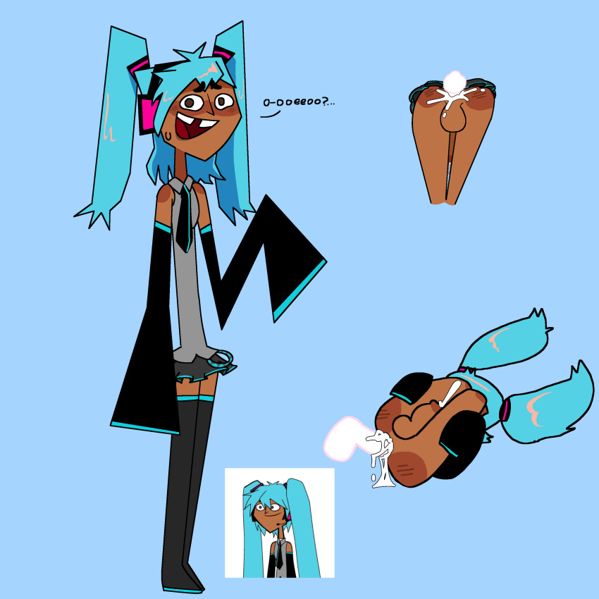 1boy blush blushing_male crossdressing cum cumming evil fucked_from_behind gay hatsune_miku hatsune_miku_(cosplay) male_only mike_(tdi) satire silly solo thin thin_male total_drama_island trap wafmafu yaoi