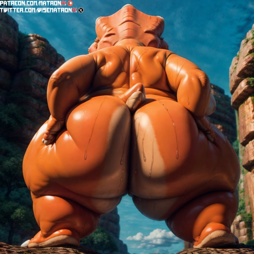 1girls 4k ai_generated anthro bbw belly big_breasts breasts cera cera_(the_land_before_time) chubby chubby_female dinosaur fat fat_butt female female_only highres hips large_breasts massive_butt matronai_(artist) nipples obese obese_female orange_body overweight overweight_female patreon patreon_username pinup pussy scalie shortstack solo solo_female ssbbw stable_diffusion sweat sweating the_land_before_time thick thick_hips thick_lips thick_thighs triceratops twitter_username wide_hips