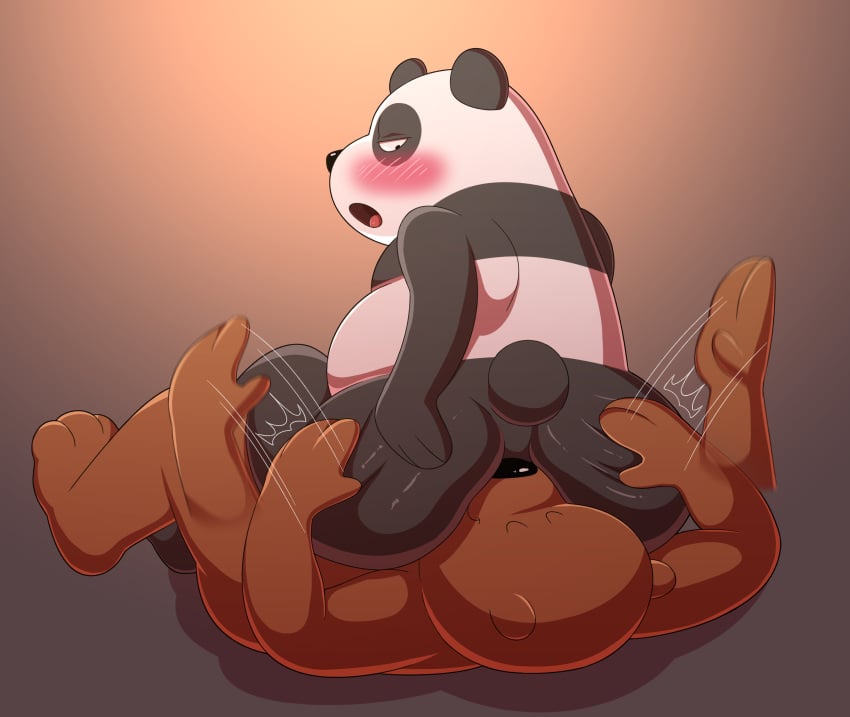 ass bear blush cartoon_network facesitting grizzly_(wbb) grizzly_bear hi_res jerseydevil male mammal panda panda_(wbb) rimming spanking we_bare_bears yaoi