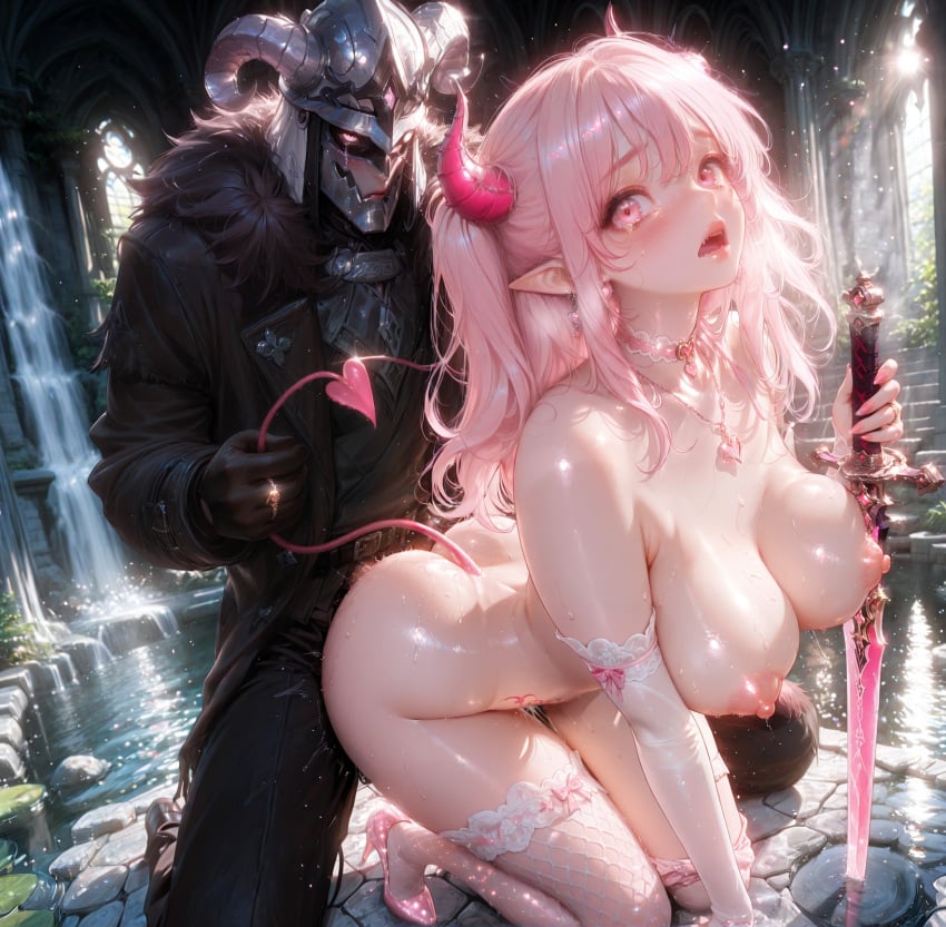 1girls ai_generated armorphiss begging breasts character_request church crying crying_with_eyes_open cute defeated demon demon_girl demon_horns demon_wings doggy_style drooling fangs female forced fringe from_behind from_behind_position helmet helpless high_heels holding_object holding_tail horn jewelry kneeling knight knight_helmet lace_trim legwear lingerie long long_hair long_nails long_sleeves looking_at_viewer micro_bikini navel nightie original original_character pale-skinned_female petite pink_hair pond pubic_tattoo purple_eyes pussy pussy_juice raped reward reward_sex seductive_eyes seductive_look seductive_mouth sheer sleepwear slim succubus succubus_horns succubus_tail succubus_tattoo succubus_wings summoning sword tail tattoo teenager thick_ass thick_lips thick_thighs tongue tongue_out waterfall wings