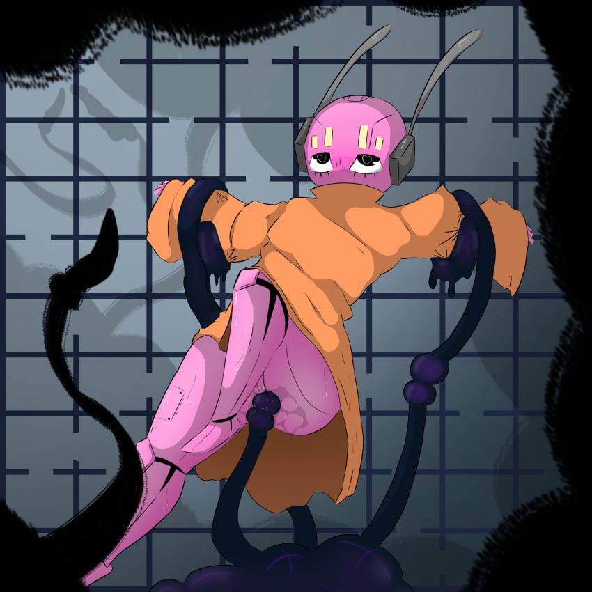 absurd_res anal anal_beads antennae_(anatomy) balls blush bodily_fluids bondage bound eye_roll feet five_pebbles_(rain_world) floating genitals held_up hi_res inschaal iterator_(rain_world) lifted_up looking_pleasured male non-human non-human_only rain_world sex_toy solo sweat tentacle videocult wet