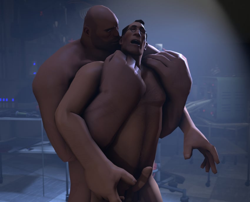 3d arms_restrained bara daesdemona erect_while_penetrated erection gay gay_sex heavy_weapons_guy implied_anal implied_sex medic_(team_fortress_2) nude nude_male sfm size_difference source_filmmaker standing_sex team_fortress_2 yaoi