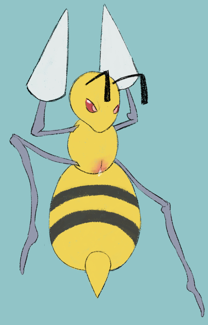 ambiguous_gender bee beedrill belly black_skin cloaca feet insect long_legs nintendo no_humans nude ovipositor pink_eyes pokémon_(species) pokemon pokemon_rgby red_sclera sapphicespeons sketch solo spikes stinger stripes video_games wet wings yellow_skin