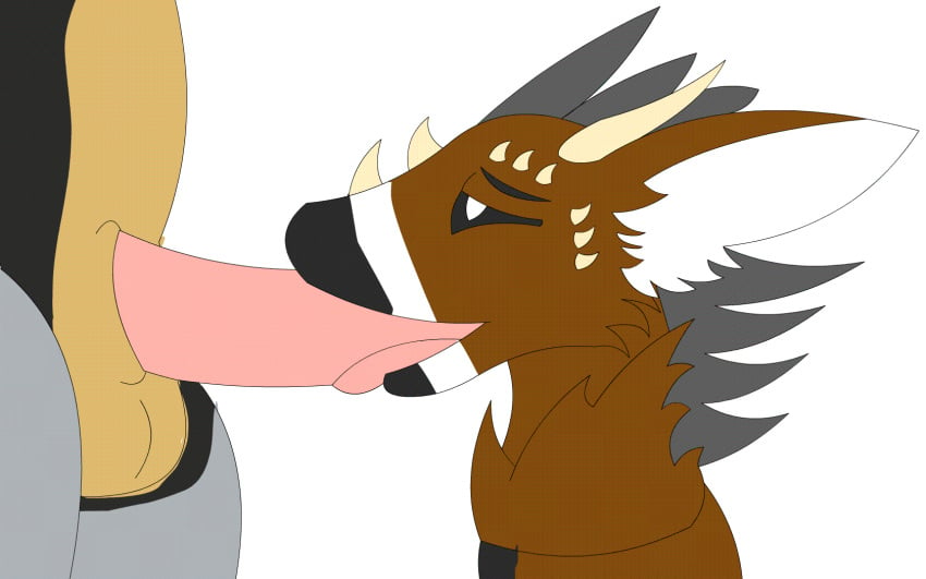 angel_dragon animated dutch_angel_dragon feathers fellatio furry furry_only gif no_humans oral penis radio_(character) telephone_(character) telephone_(ino89777)