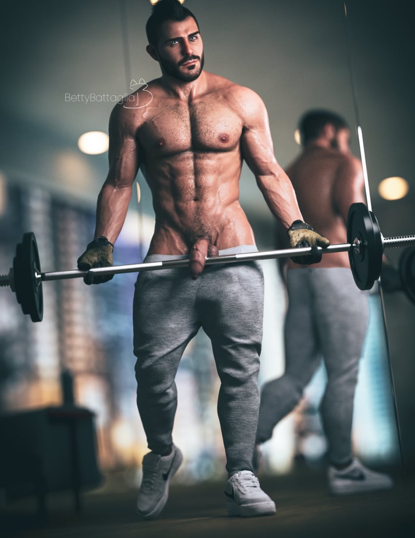 3d_model abs alternate_version_available bara bara_tiddies bara_tits barazoku beefy bettybattaglia bulge bulge_through_clothing call_of_duty call_of_duty_modern_warfare_2_(2022) daddy erection foreskin foreskin_folds gym himbo hunk john_mactavish lifting_weights male_focus male_only manly mirror mirror_selfie mohawk muscular_male pecs penis_out pinup presenting_penis stubble sweatpants tough_guy uncircumcised weightlifting