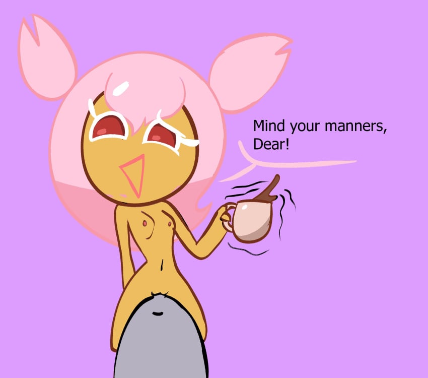 1boy 1girls anon bunibelol cherry_blossom_cookie coffee coffee_mug cookie_run mug pink_hair sex small_breasts tagme text vaginal_penetration