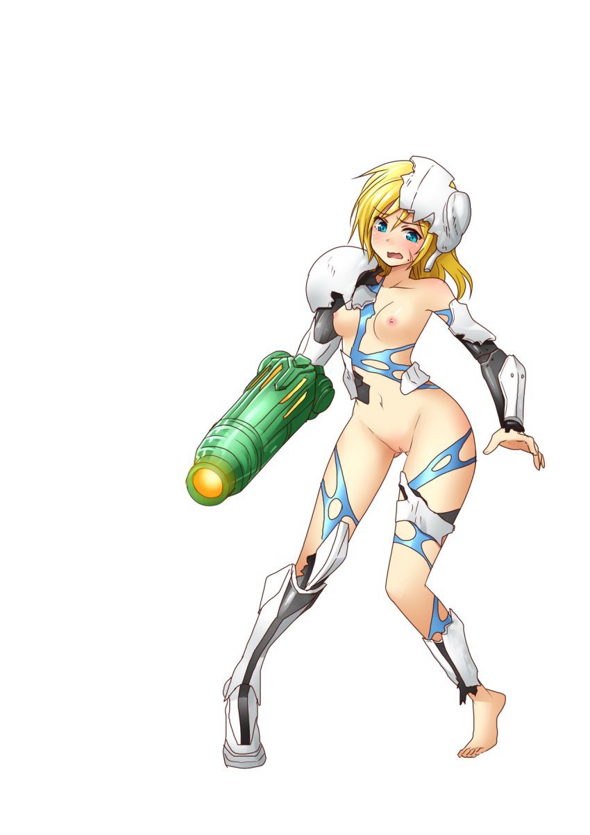 blonde blonde_female blonde_hair blue_eyes breasts damaged_clothes damaged_clothing embarrassed embarrassed_nude_female enf female female_focus female_only functionally_nude functionally_nude_female metroid naked naked_female samus_aran skechplezures solo solo_female solo_focus transparent_background unconvincing_armor