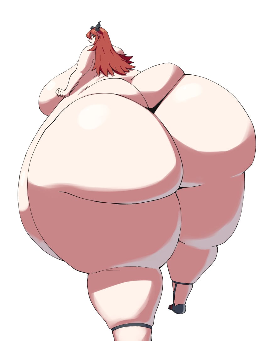 1girls 2021 absurd_res ass bbw belly blacklistbingo breasts curvaceous curvy dat_ass fat fat_ass fat_female fat_woman female female_focus gigantic_ass gigantic_belly gigantic_thighs hips horns huge_ass huge_belly huge_breasts huge_thighs long_hair looking_back maou maoyuu_maou_yuusha mostly_nude mostly_nude_female mralguienynadie red_hair sideboob simple_background solo solo_female solo_focus thick_thighs thighs thong voluptuous white_background wide_hips