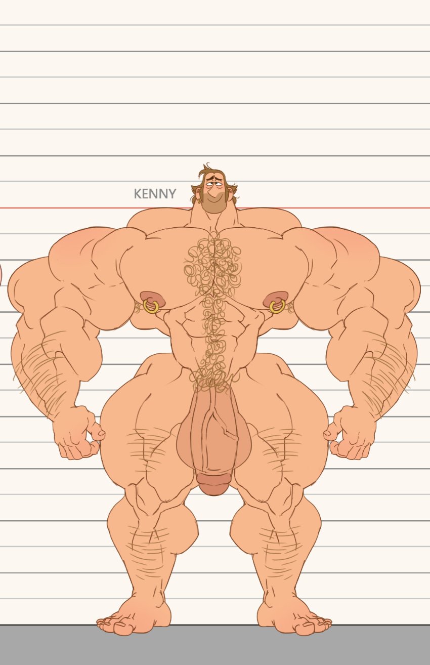 armpit_hair balls bara barefoot big_muscles big_penis body_hair feet flaccid height_chart human hyper_muscles kenny_star male male_only muscles muscular nipple_piercing nude penis remert solo solo_male standing the_ghost_and_molly_mcgee