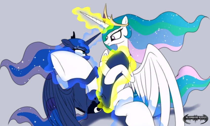 2013 alicorn blue_eyes blue_hair da_goddamn_batguy equine eye_contact female feral friendship_is_magic hair horn horse long_hair multicolored_hair my_little_pony pink_eyes pony princess_celestia_(mlp) princess_luna_(mlp) sex sibling sisters smile tagme wings yuri