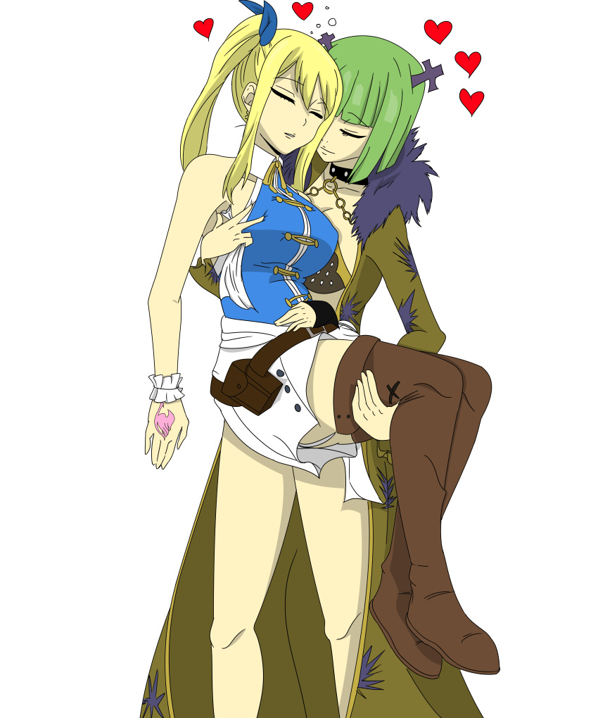 2girls big_breasts blonde_hair brandish_mew catfight damsel_in_distress defeated_heroine eyes_closed fairy_tail fat_ass female female_focus female_only femsub forced_submission green_hair groping groping_breasts hand_on_breast helpless kiss kiss_on_head kissing knocked_out lesbian lucy_heartfilia multiple_girls passed_out sleeping submissive_female thick_thighs trying_to_break_free unconscious unhappy_female yuri