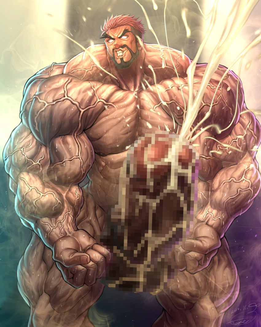 abs bara beard biceps big_biceps big_thighs blush bodybuilder broad_shoulders bulge censored censored_penis cum cum_on_penis cum_on_self cumming cumshot energy_camdy excessive_cum facial_hair front_view heavily_censored hyper hyper_genitalia hyper_muscles hyper_penis hyper_testicles male male_focus male_only mosaic_censoring muscle muscles muscular muscular_arms muscular_legs muscular_male muscular_thighs nipples pecs penis short_hair six_pack solo teeth_showing trapezius undercut veins veiny_penis